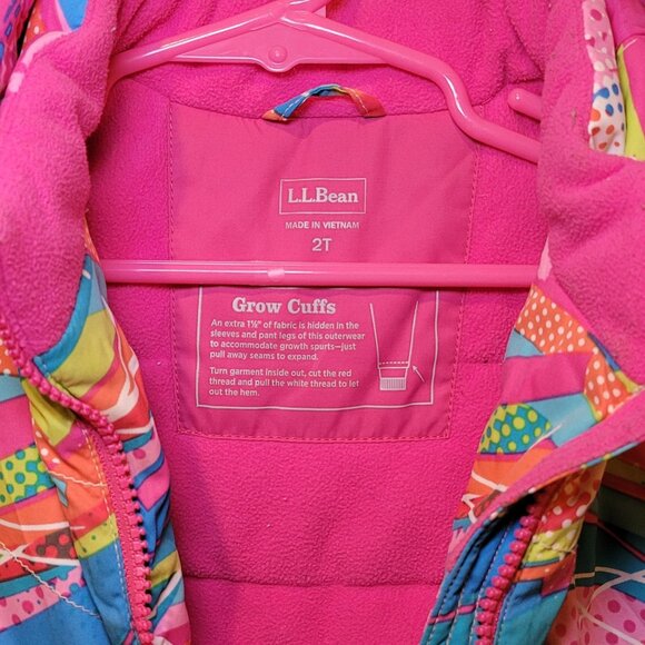 LL Bean Pink Vintage-Style Sweater-Print Puffer Jacket, Youth Size 2T Thinsulate - Picture 9 of 10